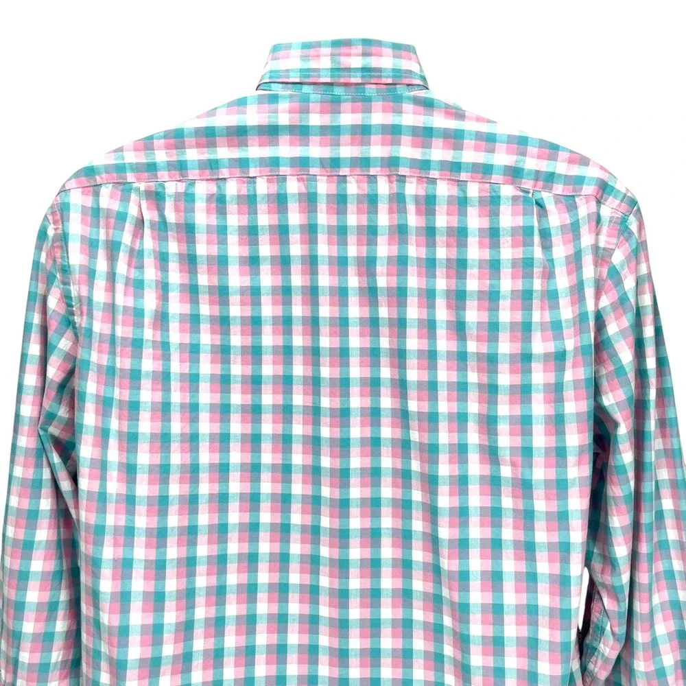 J. Crew‎ Men's Medium Slim Untucked Pastel Gingham Flex Wash L/S Button-Up Shirt